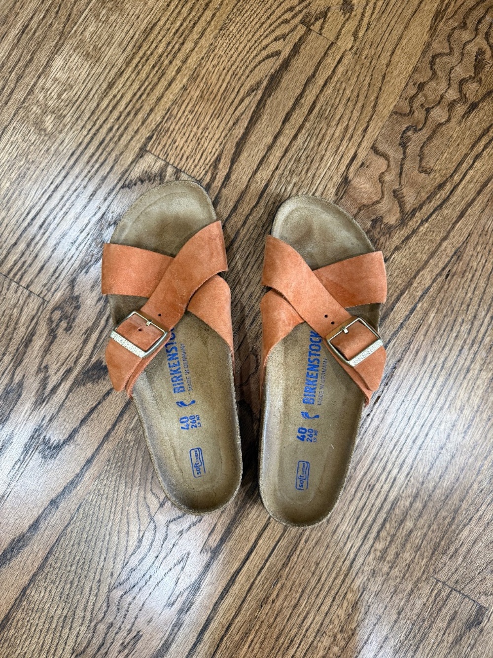 Birkenstock Siena Soft Footbed Suede Sandals Rust Orange Size 40